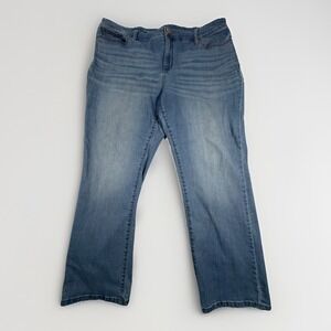 St. Johns Bay Jeans Womens 20W Blue Stretch High Rise Straight Leg